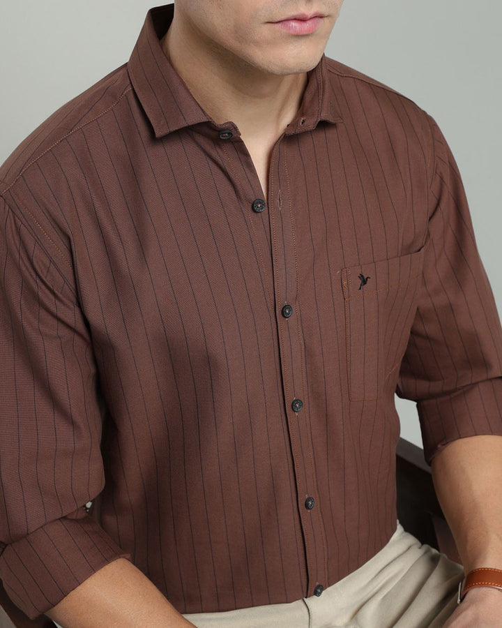 Choco Brown Vertical Stripes -Full-Stain Proof