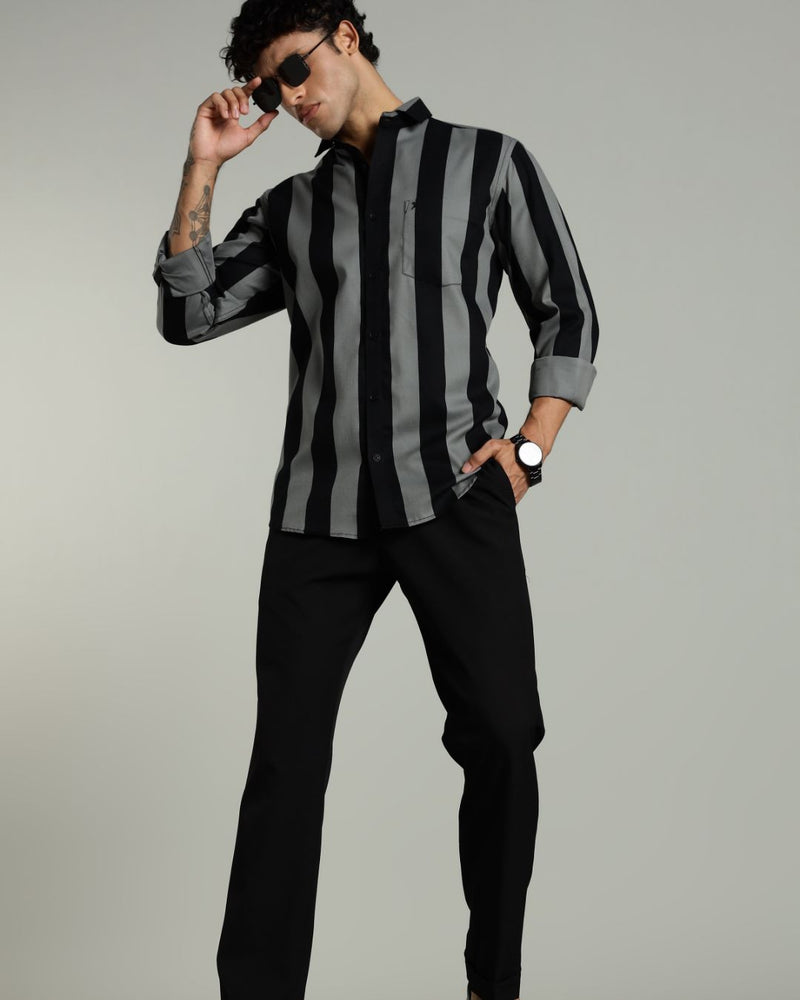 Black Twin Stripes -Full-Stain Proof