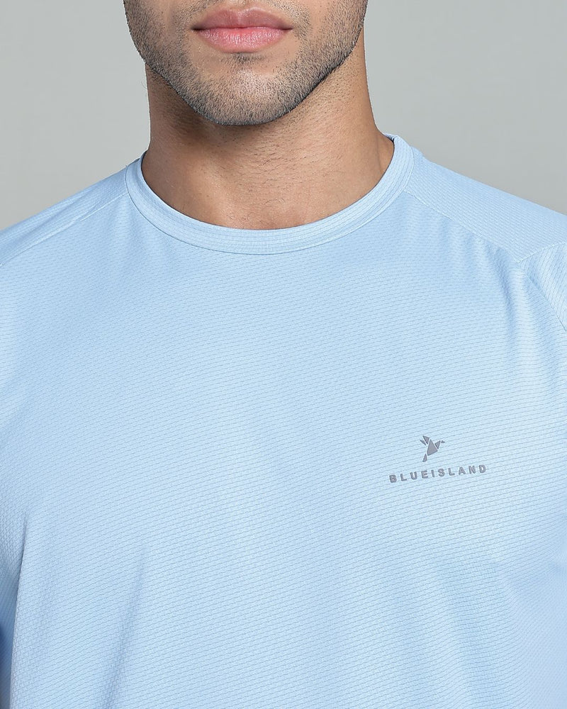 Cloud Blue  - Active wear Round neck Tshirt