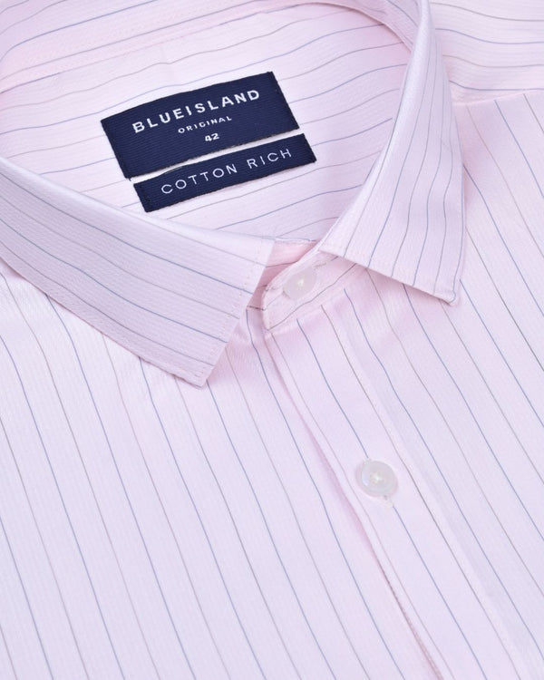 Baby Pink Double Colour Stripes - Full-Cotton Rich