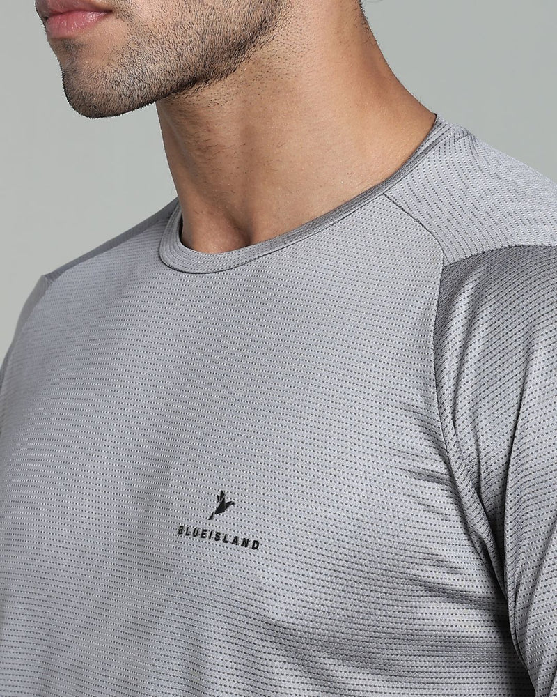 Lite Grey Dotted Lines - Active wear Round neck Tshirt