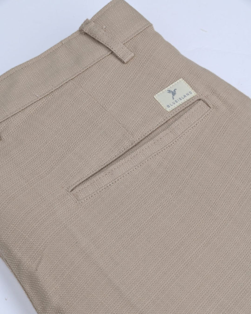 Textured Dark Cream - 2 way stretch - COTTON PANT