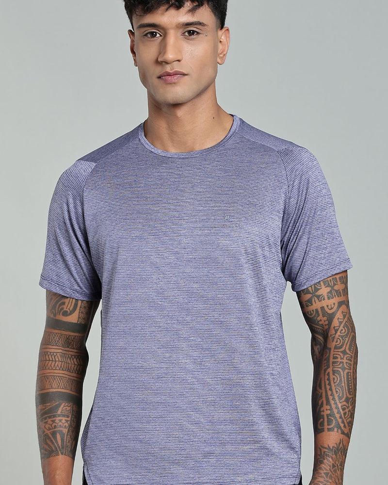 Violet Dotted Lines - Active wear Round neck Tshirt