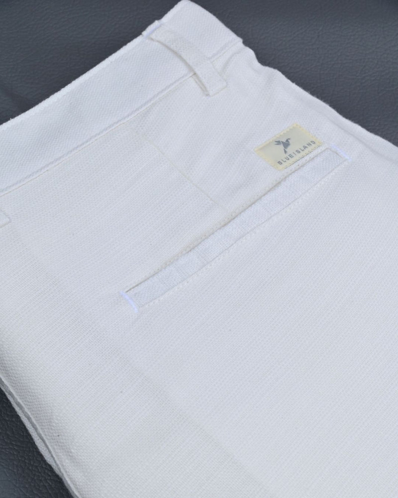 Textured White - 2 way stretch - COTTON PANT