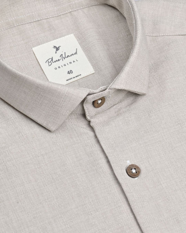 Cocoa Brown Micro Dotted  Line - Half Sleeve - Airlite Shirt