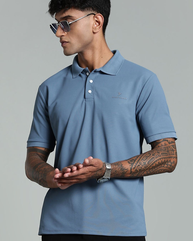 Bluish Grey - Active wear Polo Tshirt