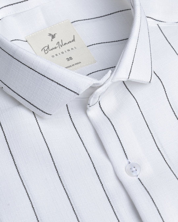 Moon White Linear Pattern - Half Sleeve - Airlite Shirt