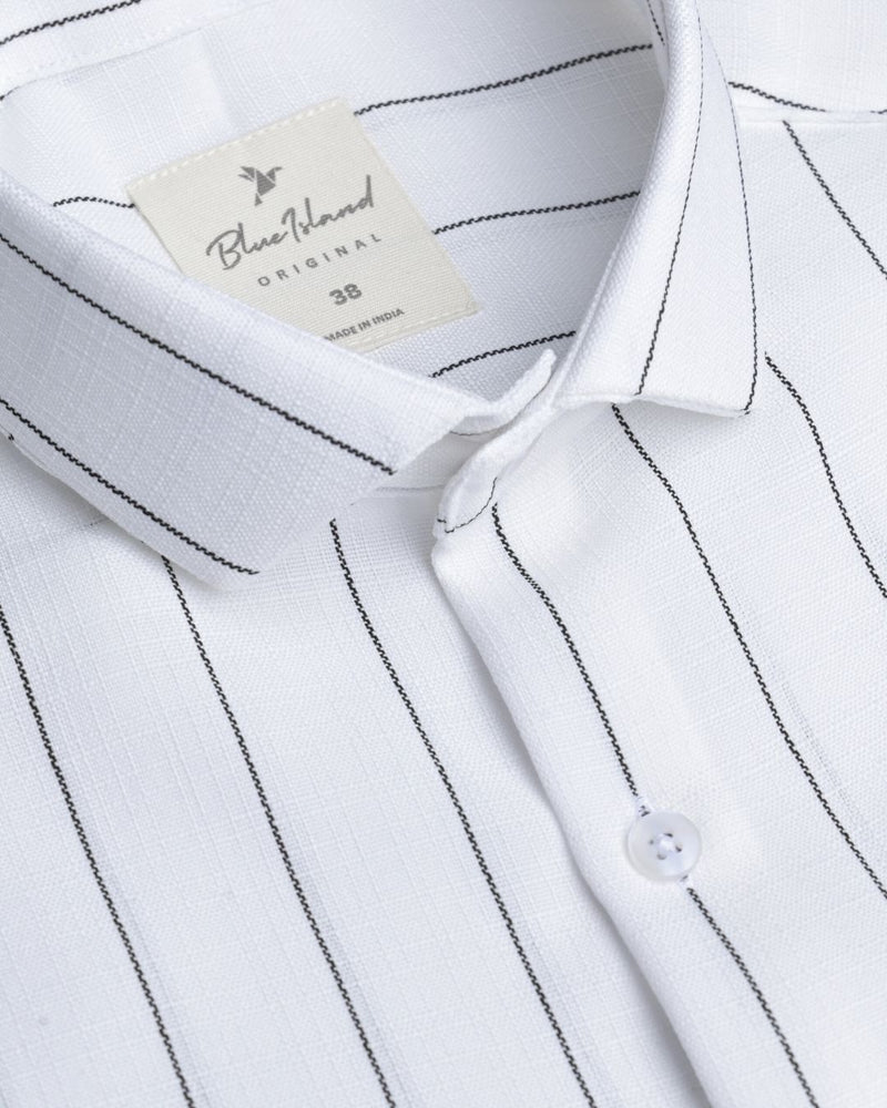 Moon White Linear Pattern - Half Sleeve - Airlite Shirt
