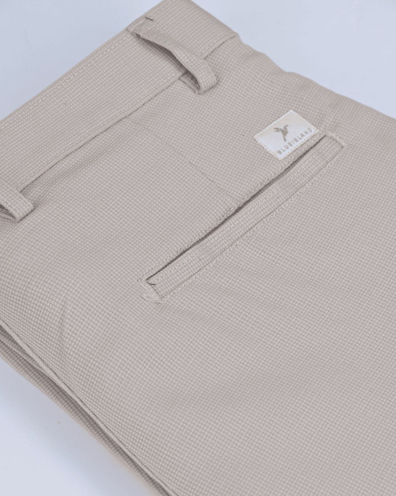 Cream Square Checked - 2 way stretch - COTTON PANT
