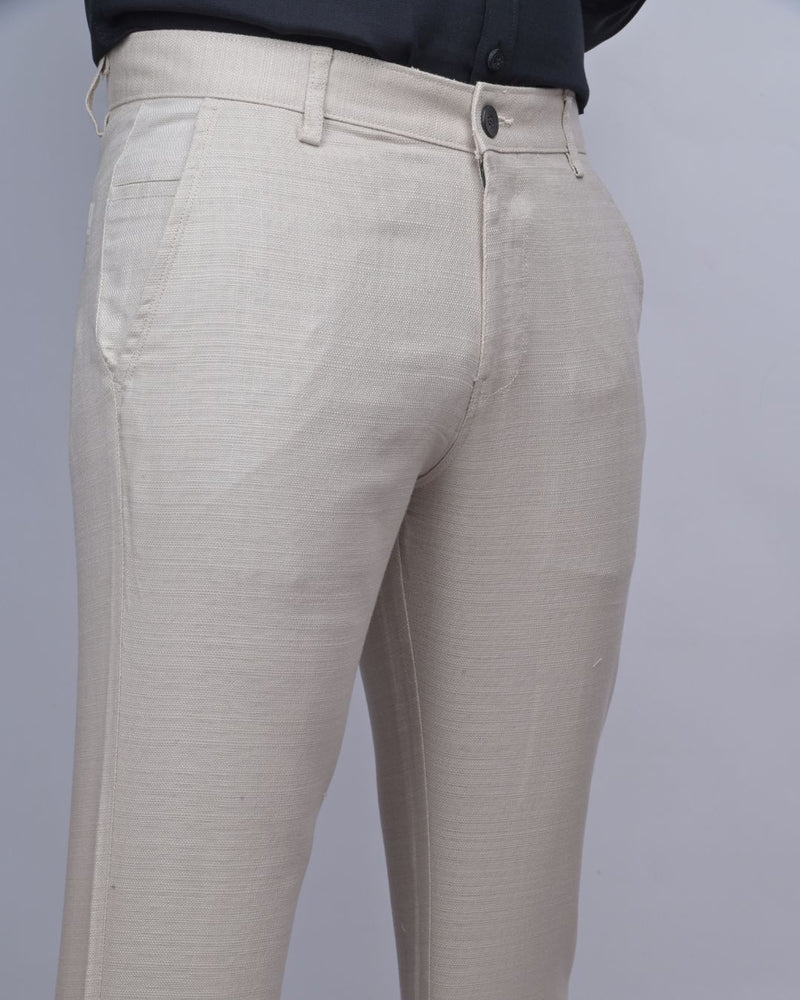 Textured Cream - 2 way stretch - COTTON PANT