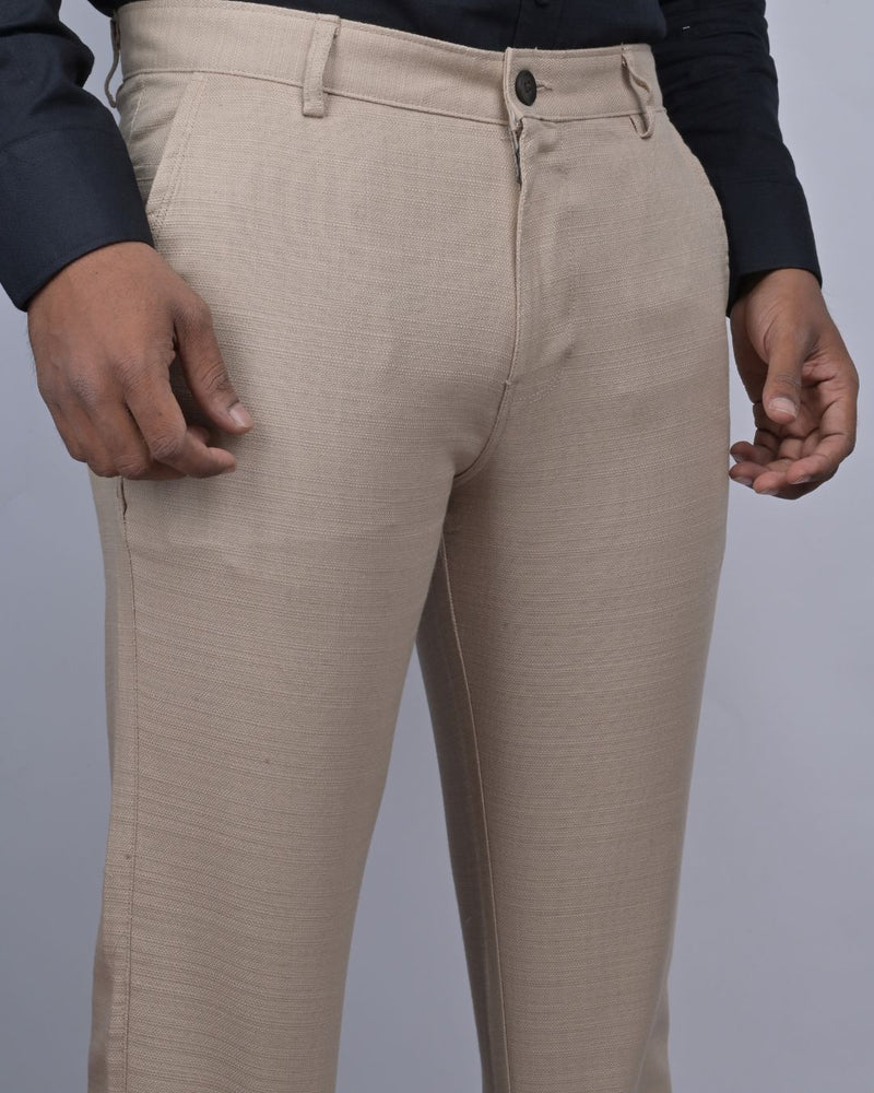 Textured Dark Cream - 2 way stretch - COTTON PANT