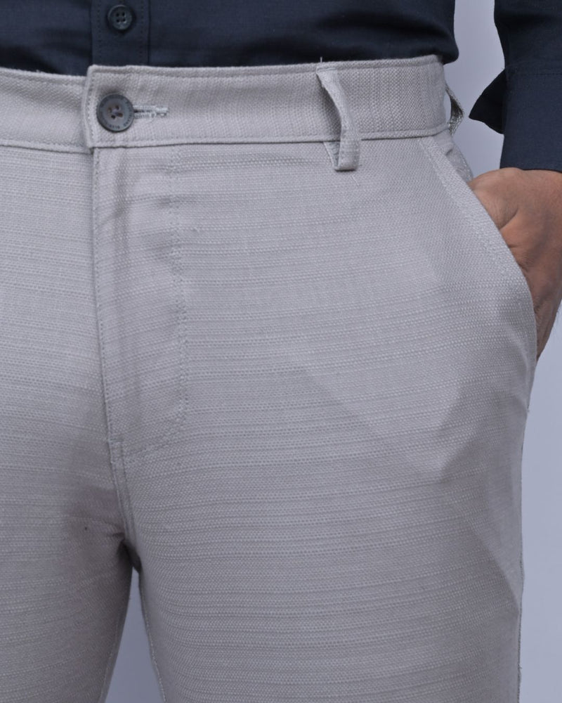Textured Cement Grey - 2 way stretch - COTTON PANT