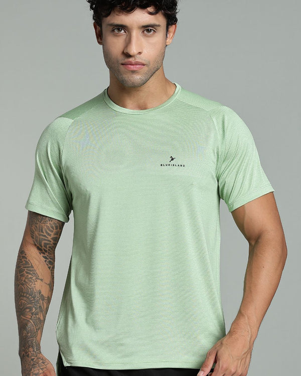 Green Dotted Lines - Active wear Round neck Tshirt