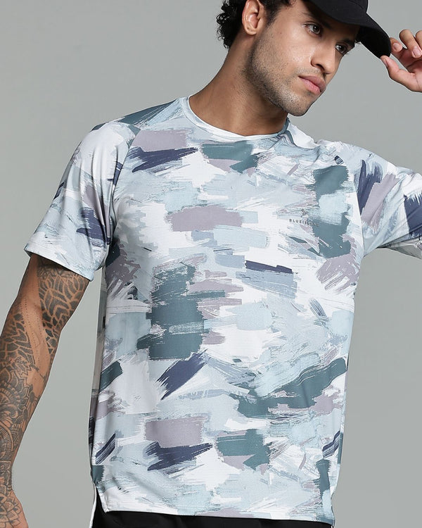 Camo Green Splash - Active wear Round neck Tshirt