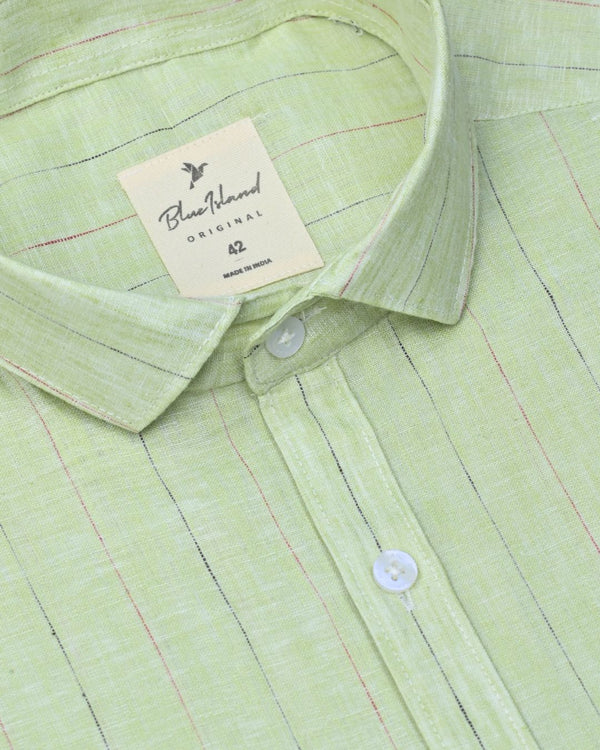 Green Solo Stripes -Full-Bamboo Linen