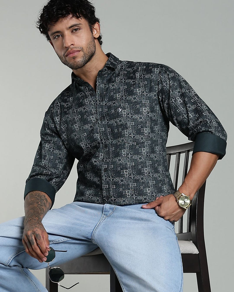 Green Tribal Print-Full-Stain Proof