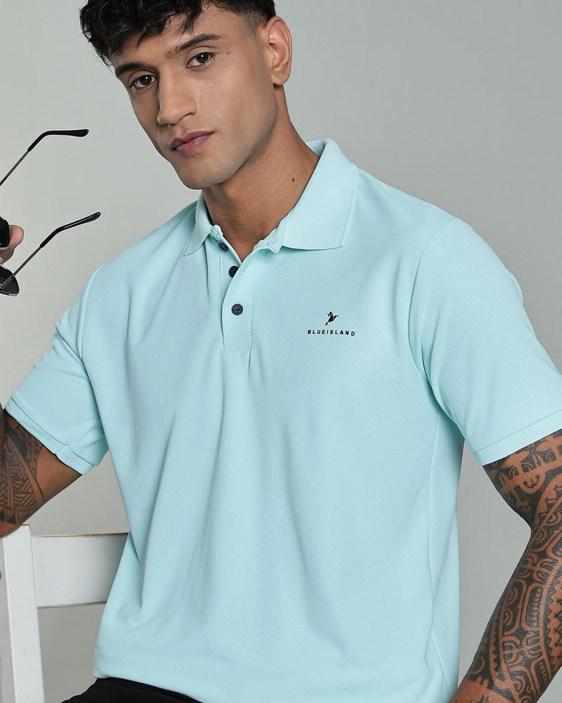 Aqua Blue - Active wear Polo Tshirt