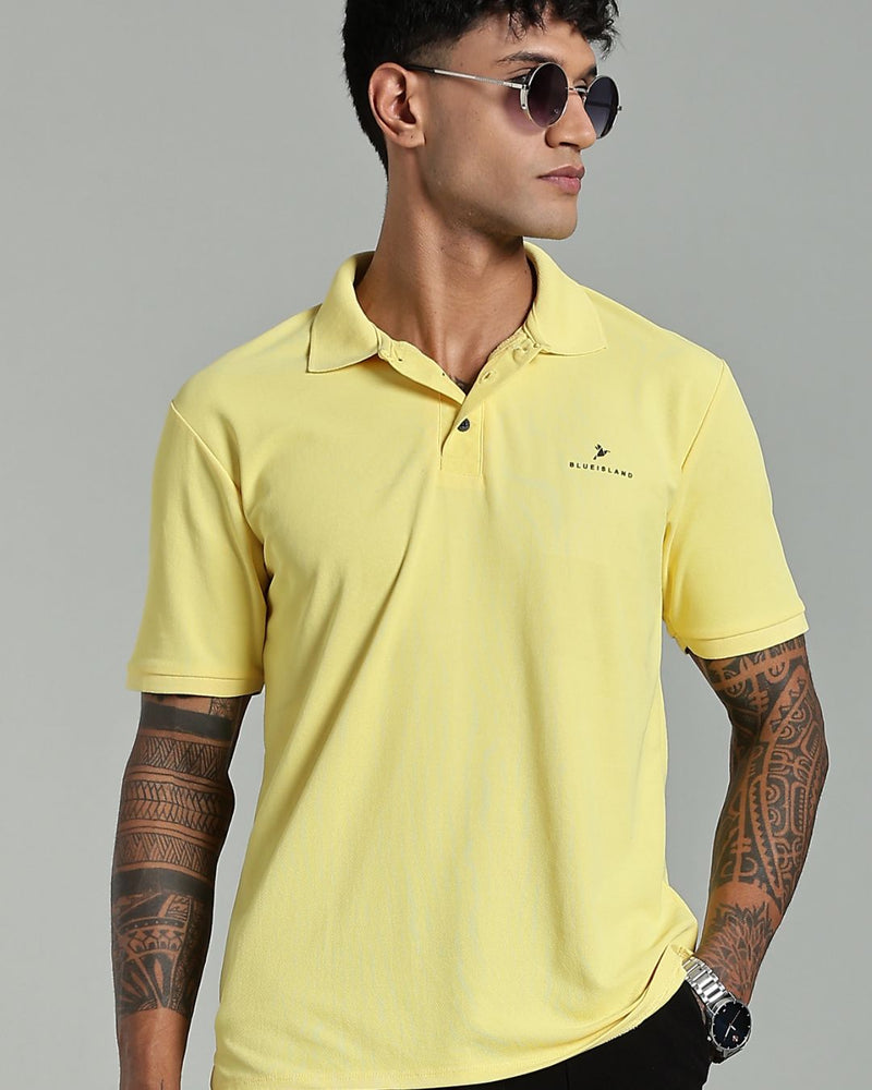 Soft Yellow - Active wear Polo Tshirt