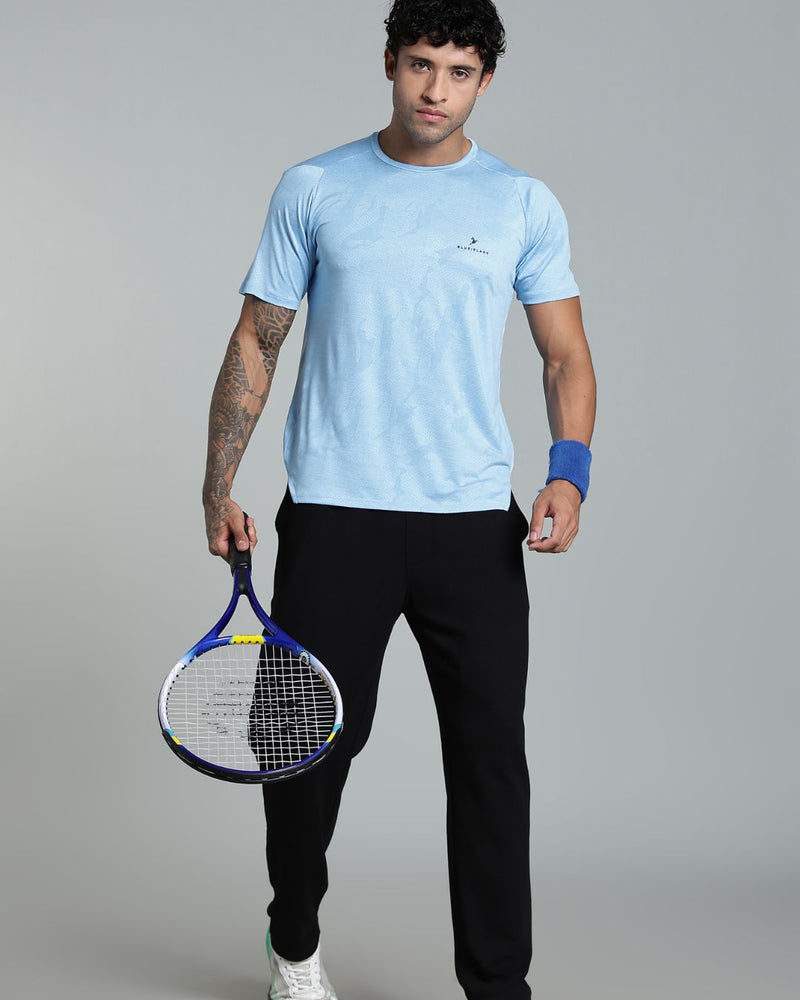 Sky Blue Dotted - Active wear Round neck Tshirt