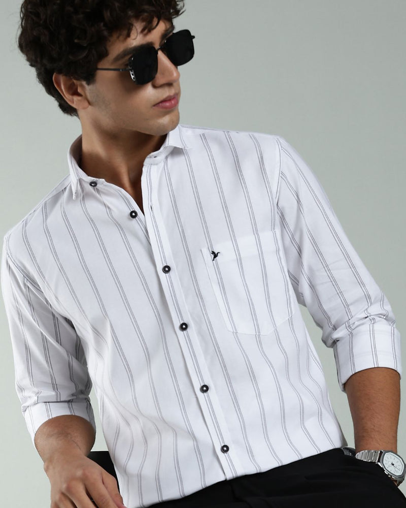 White & Black Multi Line Stripes- Full-Stain Proof