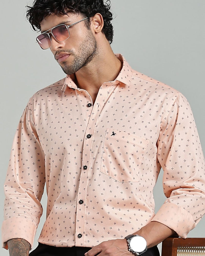 Peach Orange Petal Print-Full-Stain Proof