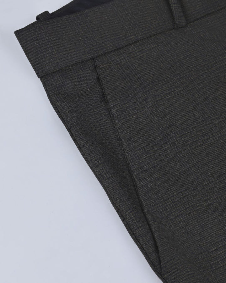 Brown Cross Line Checked - Wrinkle free Formal Pant