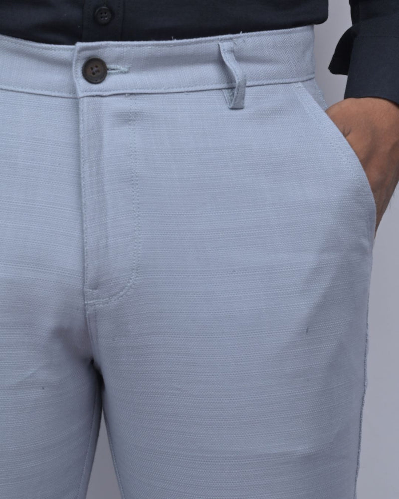 Textured Bluish Grey - 2 way stretch - COTTON PANT