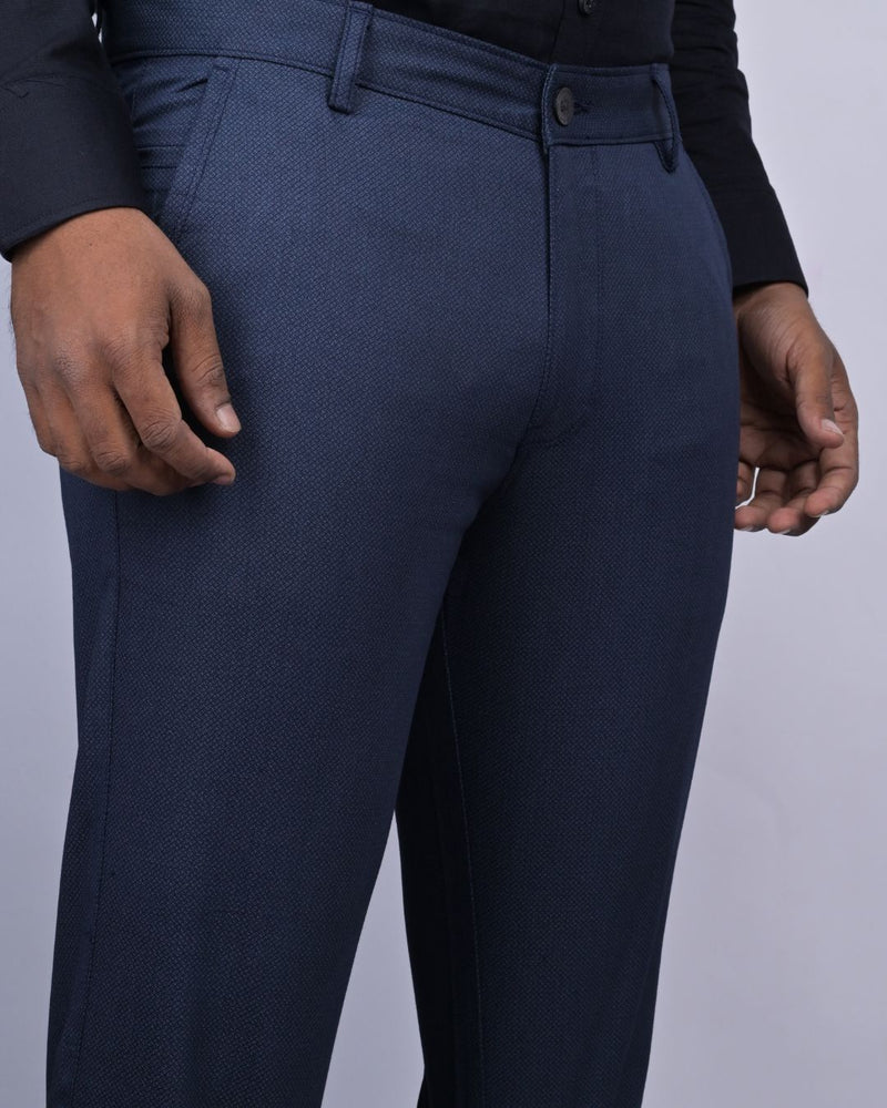 Navy Chain Printed - 2 way stretch - COTTON PANT