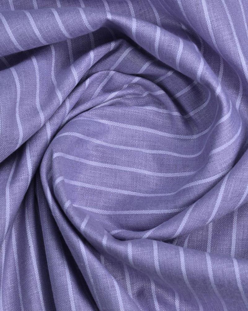 Violet and white Stripes -Full-Bamboo Linen
