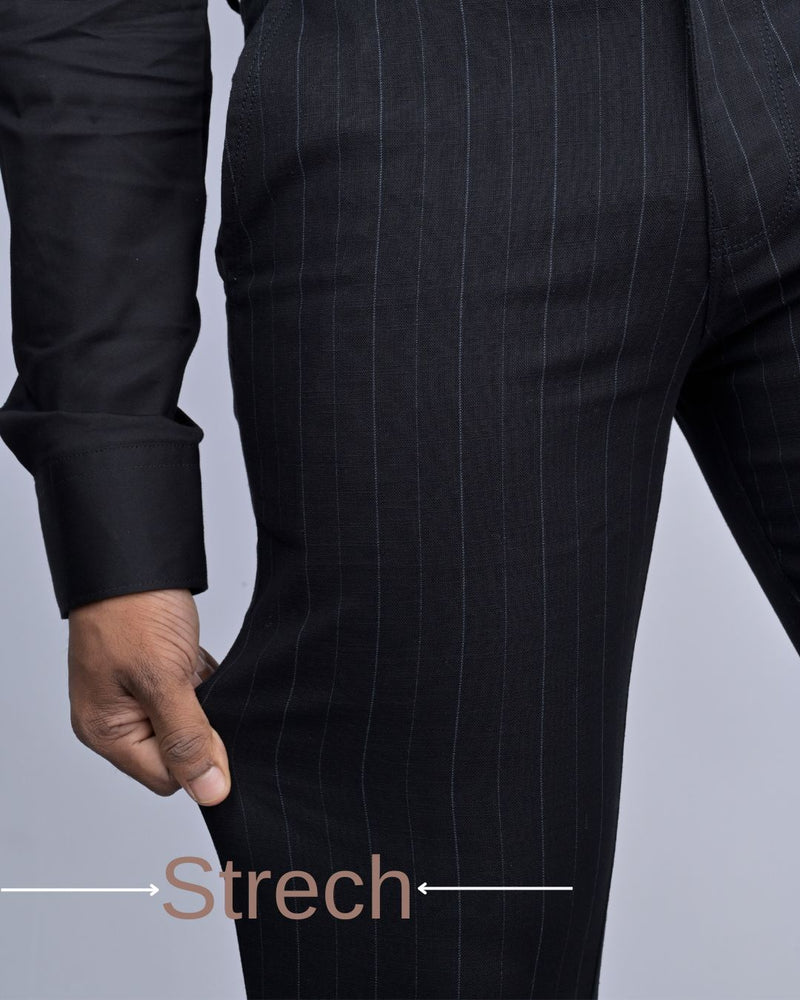 Classy Black Stripes - 2 way stretch - COTTON PANT