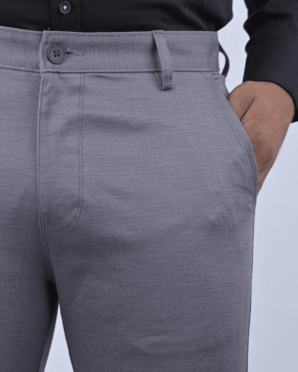 Ash Grey Dot Printed - 2 way stretch - COTTON PANT