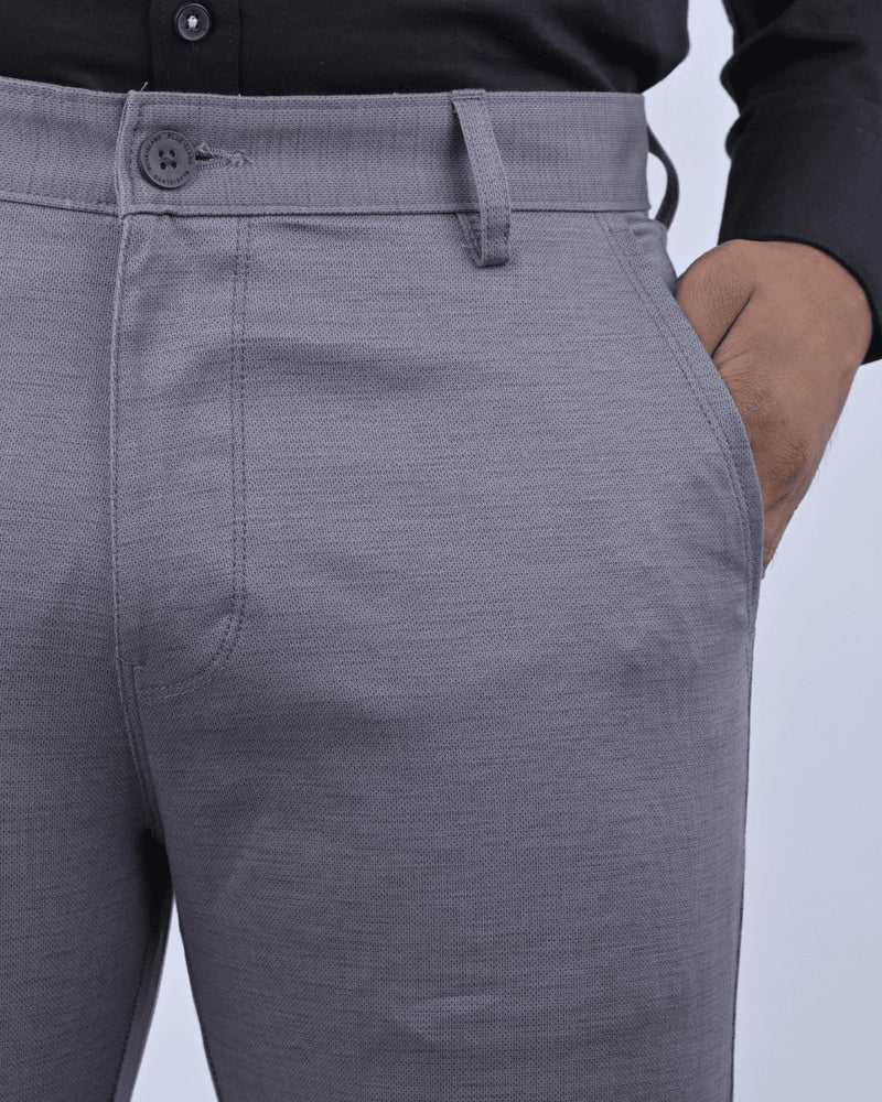 Ash Grey Dot Printed - 2 way stretch - COTTON PANT