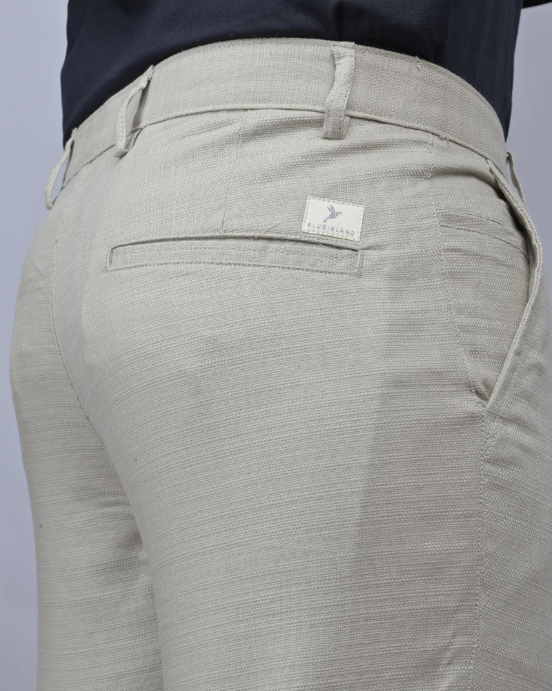 Textured Beige Cream - 2 way stretch - COTTON PANT