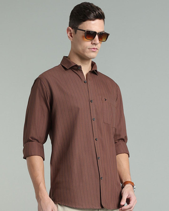 Choco Brown Vertical Stripes -Full-Stain Proof