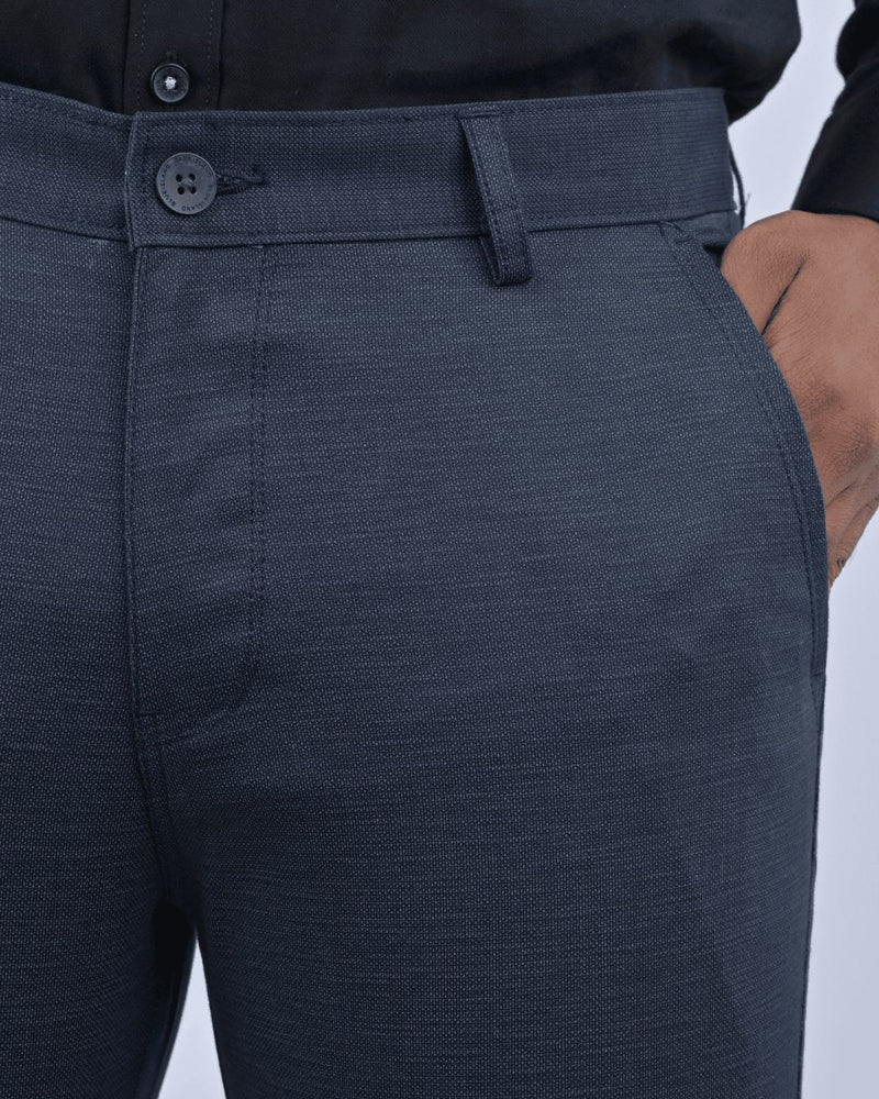 Navy Dot Printed - 2 way stretch - COTTON PANT