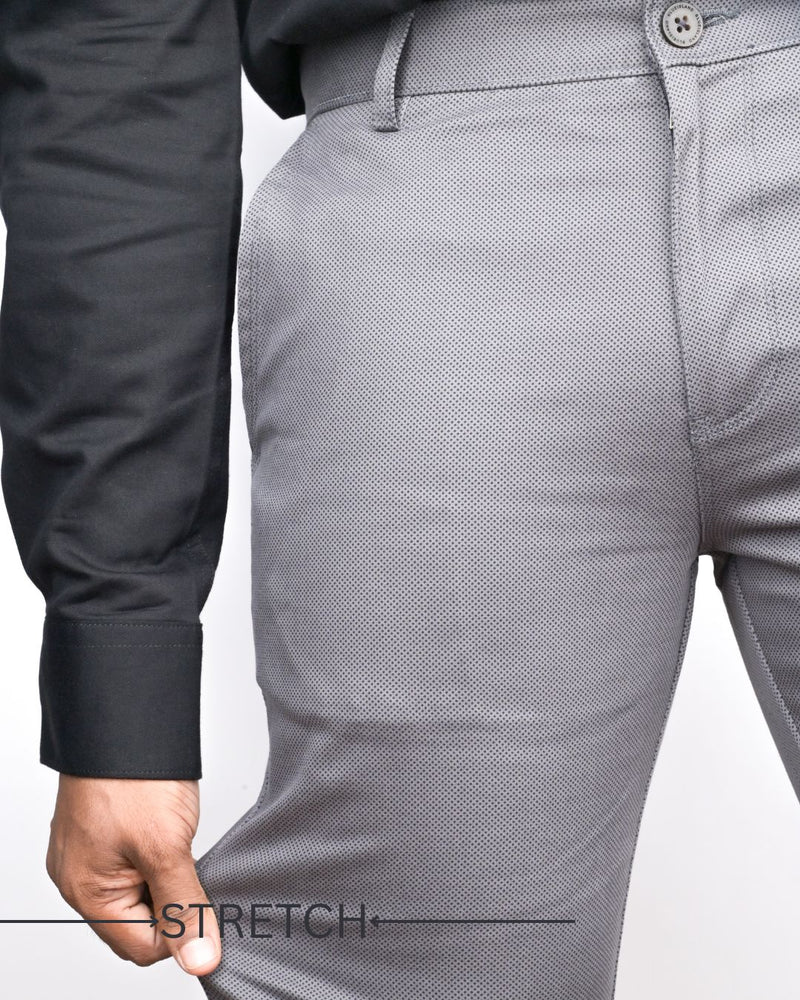 Grey Diamond Printed - 2 way stretch - COTTON PANT