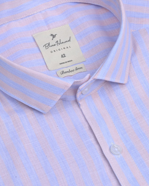 Blue & Orange Stripes -Full-Bamboo Linen