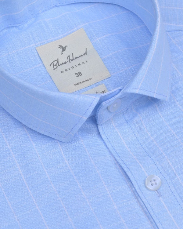 Pastel Blue Stripes -Full-Bamboo Linen