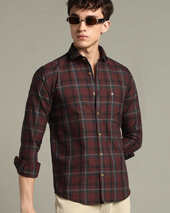 Brown & Golden Line Checks -Full-Stain Proof