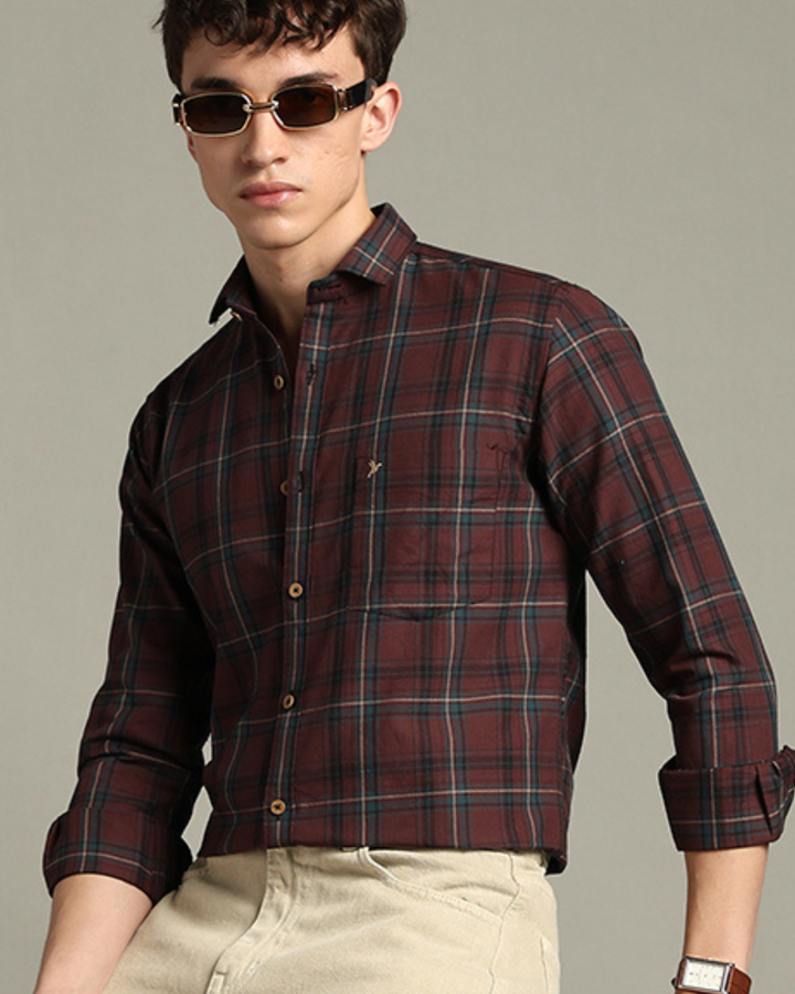 Brown & Golden Line Checks -Full-Stain Proof