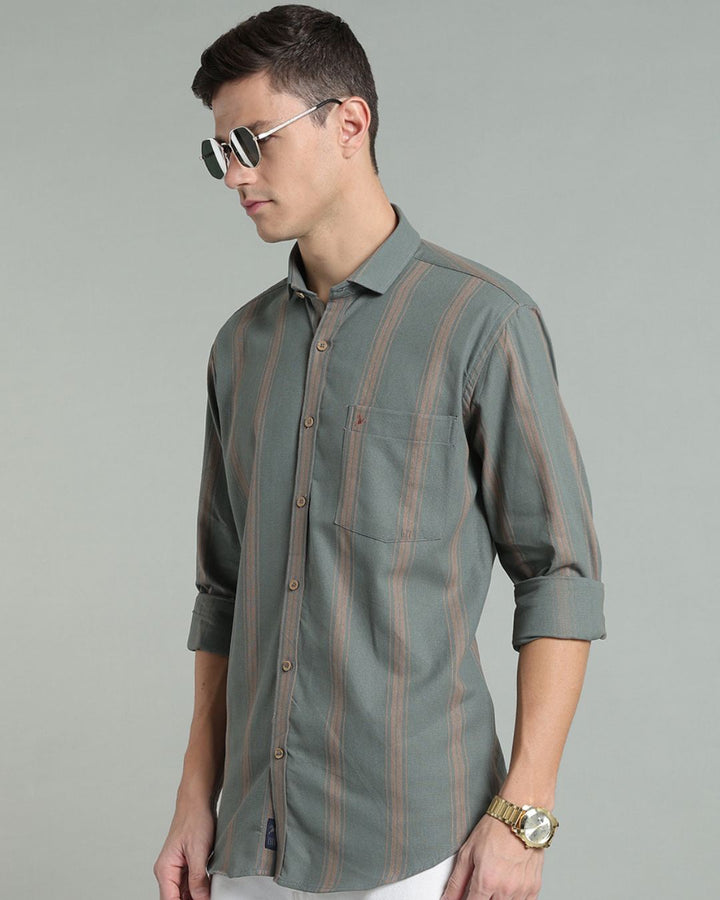Sage Green Golden Stripes -Full-Stain Proof