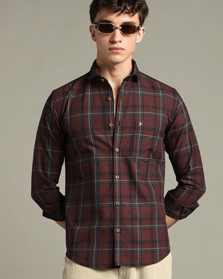 Brown & Golden Line Checks -Full-Stain Proof