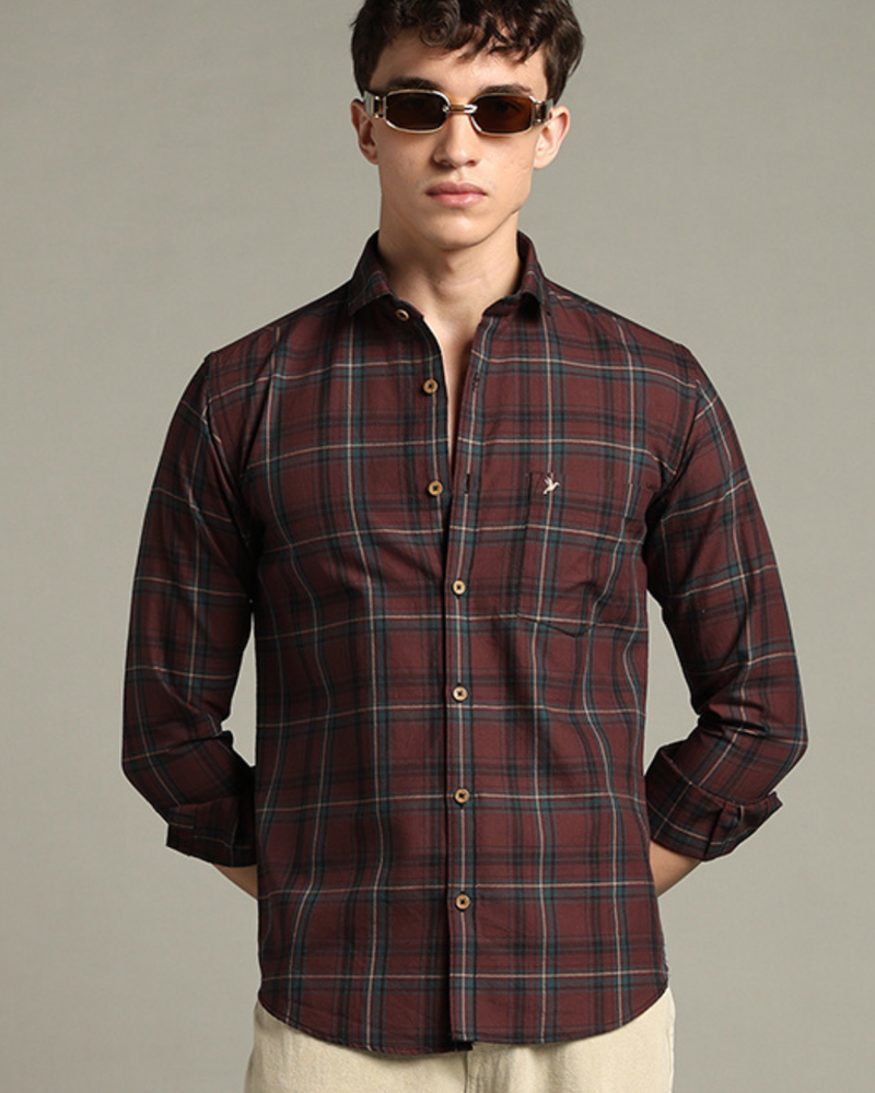 Brown & Golden Line Checks -Full-Stain Proof