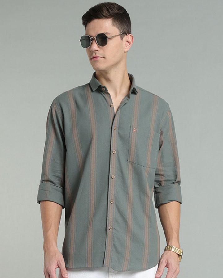 Sage Green Golden Stripes -Full-Stain Proof