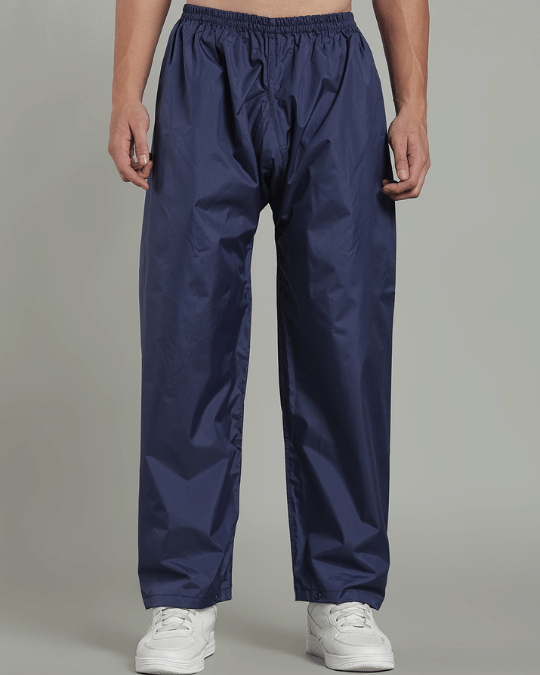 Matte Navy with Red Border - Rain Jacket with Pant & Mobile Pouch