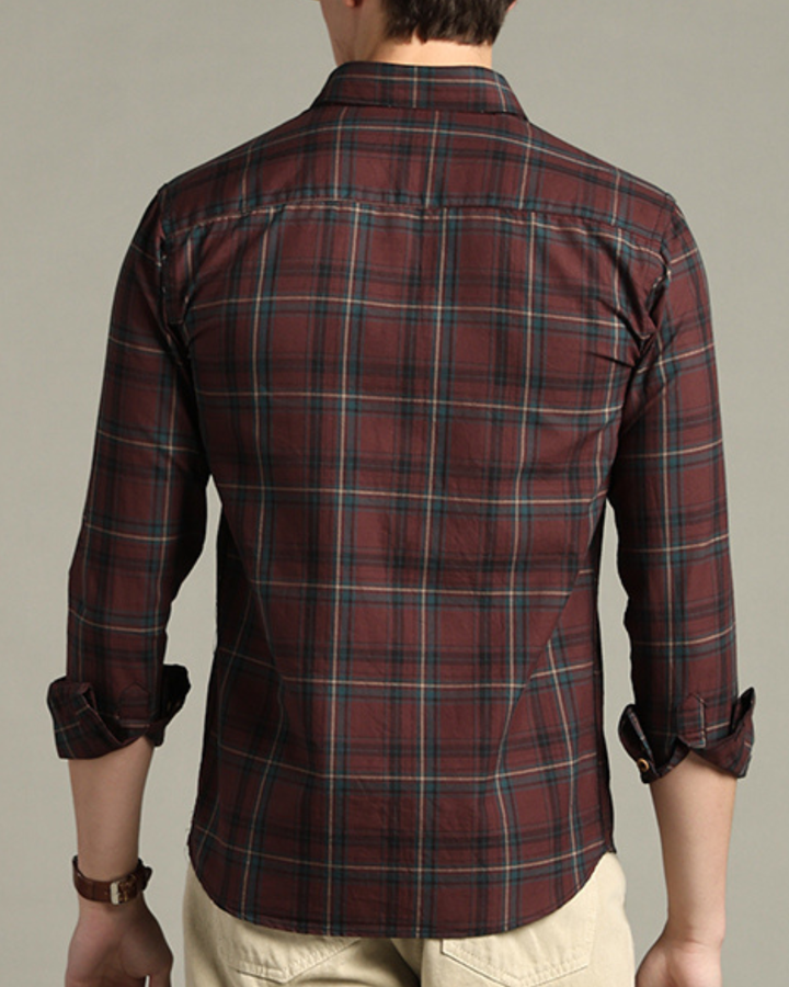 Brown & Golden Line Checks -Full-Stain Proof