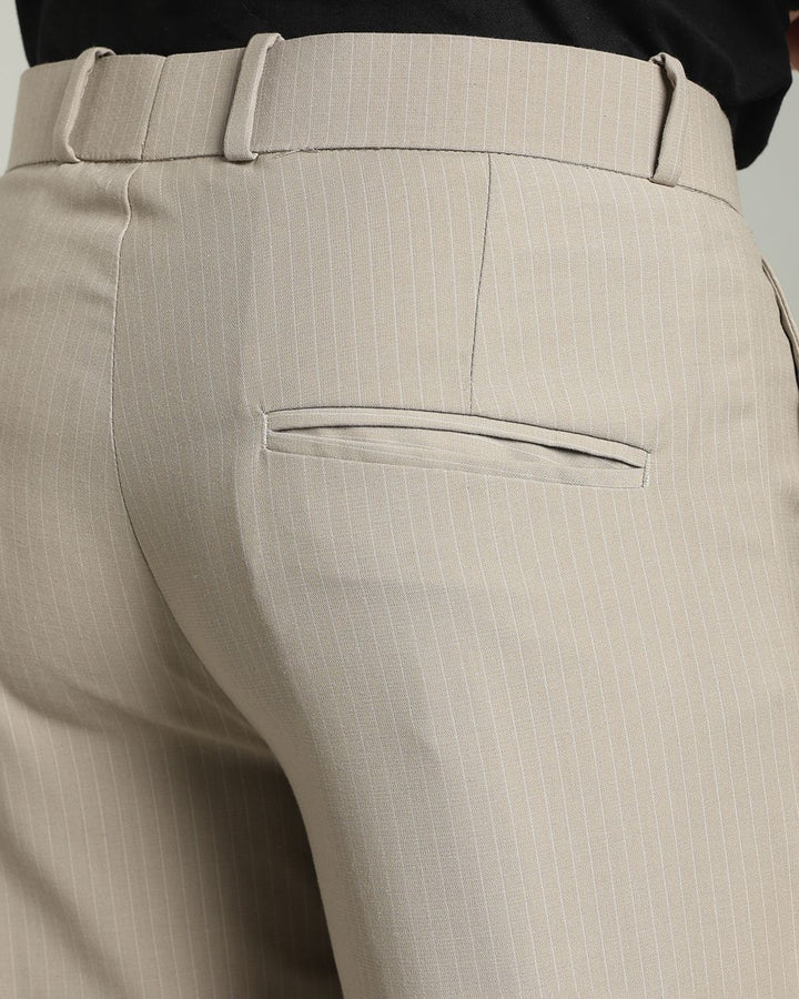 Dark Cream Mini Stripes - Wrinkle free Formal Pant
