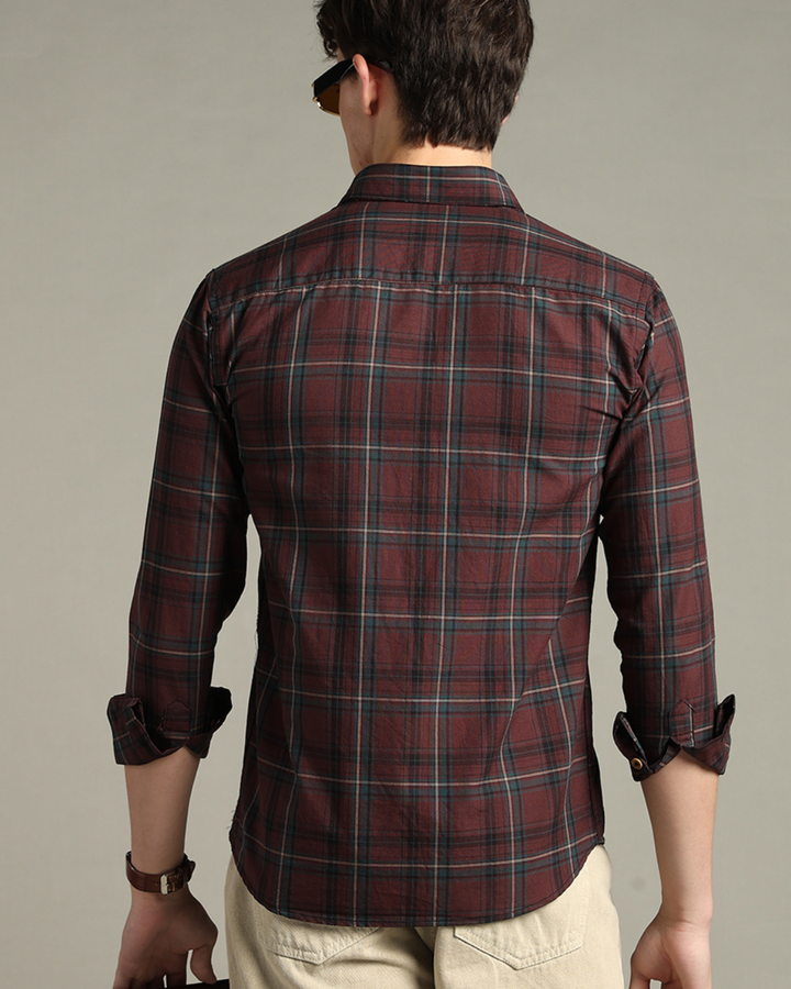 Brown & Golden Line Checks -Full-Stain Proof
