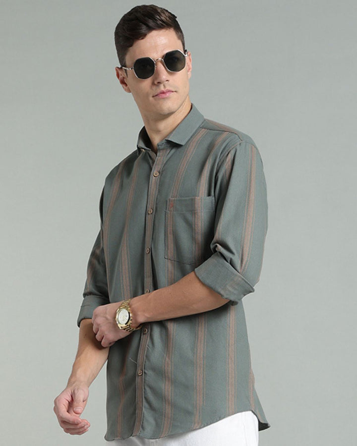 Sage Green Golden Stripes -Full-Stain Proof