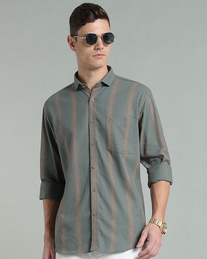 Sage Green Golden Stripes -Full-Stain Proof
